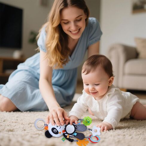High Contrast Baby Toys,Black and White Hanging Toys,Animal Plush Hanging Toy,Car Seat Stroller Toys Gift for Newborn Boys and Girls 0 3 6 9 12 Months in Saudi Arabia