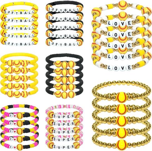 40PCS Sports موضوع أساور سحر ، الأساور الممتدة الطين قابلة للتكديس ، والأساور المرنة الطبقات الرياضية الحفلات تفضل المجوهرات للمراهقين للنساء الرجال in Kuwait