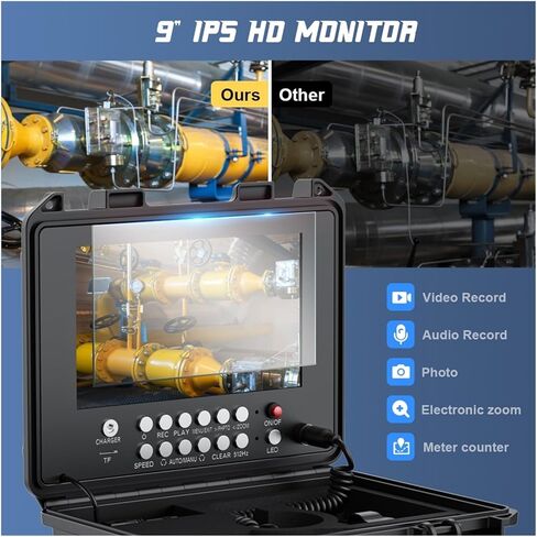 Drain Inspection Camera 9 Inch DVR Pipe Inspection Camera with 512HZ Locator 23MM Sewer Endoscope Camera with Meter Counter Self-Leveling in Saudi Arabia