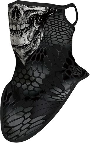 وشاح أنبوب للجنسين للبالغين متعددة الوظيفية Bandana Neck Gaiter مع حلقات الأذن للحفلات الرياضية للدراجات النارية الهالوين والأنشطة في الهواء الطلق كرنفال - Skull (الماسحة الضوئية) in Kuwait