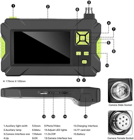 Endoscope Industrial Endoscope Camera 8 mm Waterproof Drain Snake Camera, 1080P4.3 Digital Borescope Inspection Camera with Light, for Pipeline Repair,House Repair in Saudi Arabia