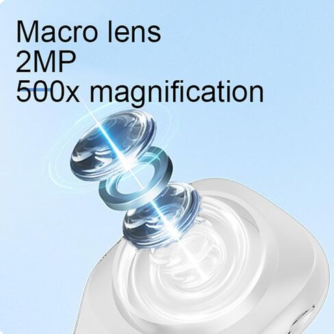 مجهر رقمي محمول من PUSOKEI، تكبير 2 ميجابكسل 500x مع شاشة 2 بوصة و6 مصابيح LED، لحام إصلاح دائرة التصوير الفوتوغرافي الكلي (أبيض) in Kuwait