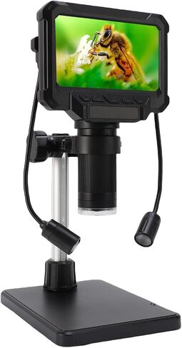 مجهر Goshyda الرقمي LCD مقاس 4.3 بوصات، مجهر لحام عالي الدقة 1080 بكسل مع 8 مصابيح LED قابلة للتعديل، وكاميرا بدقة 1 ميجابكسل لفحص PCB وطوابع المجوهرات وإصلاح الساعات وعرض الكمبيوتر in Kuwait