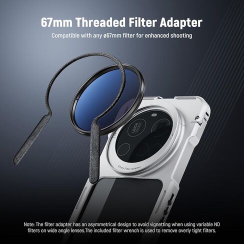 NEEWER PA091 Silver Phone Cage Compatible with Xiaomi 15 Ultra + 67mm Variable ND (ND2-32) Filter, Quick Release Video Rig Case with 67mm Filter Adapter & 17mm Lens Backplate for Video Recording in Saudi Arabia