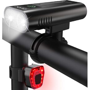 EILIOC 6400mAh Bike Lights for Night Riding,USB C Rechargeable Bicycle Light Front and Rear Super Bright 1200 Lumen Bike Headlight and Taillight Set Led Cycling Flashlight for MTB and Road Bike