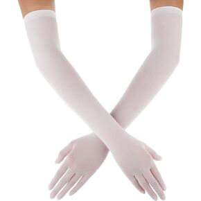 DIVINA VITAE Women's Sheer Gloves Super Long Tulle Gloves Sexy Mesh Opera Gloves Stretchy Elbow Length Gloves Ladies Wedding Outdoor Party Opera Halloween Costume 1920's Dance Gloves