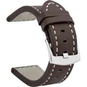 Bandini Mens Aviator Pilot Leather Watch Band - Racing Strap - Leather Watch Band for Men - 18mm, 20mm, 22mm, 24mm, 26mm - 11 Colors - (Many sizes also come in Extra Long XL)