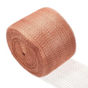 uxcell Copper Mesh 4 Inches x 49 Feet, Copper Mesh Roll for Hole Filler, Distilling, Fabric DIY Kit, Pure 100% Copper Roll