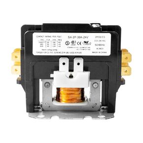 Wells HVAC Contactor 24VAC Coil، Carrier Motor Contactor AC 2 Pole 30 Amp Contactor متوافق مع الضاغط الثقيل ومكيف الهواء والمكثف وأنظمة التبريد (معتمد من UL)