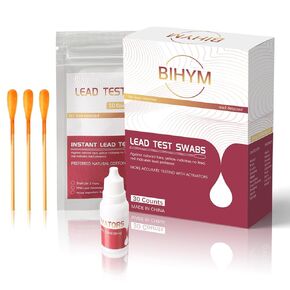 Lead Testing Kit for Dishes - BIHYM Updated Lead Test Swabs, Accuracy Lead Test Kit for Paint, Ceramics, Toys, Wood, and Metal, Rapid Lead Check Test Results in 30 Seconds (30 Pack)