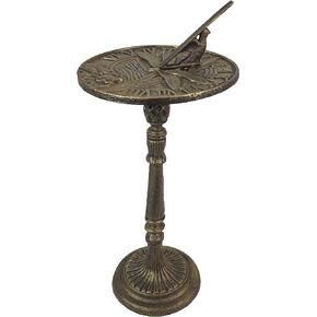 Zeckos 21-Inch Cast Iron Verdigris Dragonfly Sundial: A Unique Blend of Artistry and Functionality for Your Garden, Patio, or Pool Area, Infusing Timeless Charm to Exterior Spaces