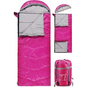 REDCAMP Kids Mummy Sleeping Bag for Camping, 3 Season Cold Weather Sleeping Bag Fit Boys,Girls & Teens, Blue/Rose Red