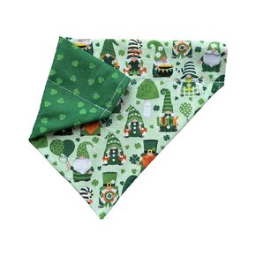 St. Patrick's Day Dog Bandana | Green | Shamrocks | Gnomes | Reversible Slip On Dog Bandana | Slip Over The Collar Bandana | For Small Medium Or Large Dogs (Shamrocks & gnomes, XS/S)