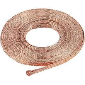 BENECREAT 26Ft 3mm Braided Tinned Copper Wire, Flat Flexible Grounding Lead Wire for Grounding and Reducing Noise, 0.8mm Thick