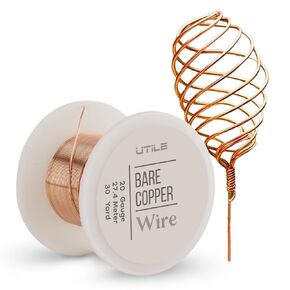 UTILE 16 Gauge Copper Wire for Plants, 30 Yards - Pure Copper Electroculture Wire - Bare Copper for Gardening, Jewelry Making, Craft Beading, 0.4mm, 27.4m Wire Spool