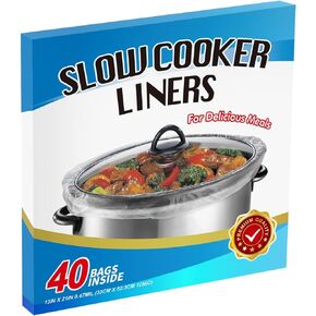 40×Slow Cooker Liners, Large pot Liner Disposable Cooking Bags, Fit 3QT to 8QT for Slow Cooker, pot, Suitable for Oval & Round Pots 13"x 21" /Bag