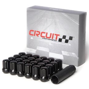 Circuit Performance Spline Drive Tuner Acorn Lug Nuts Black 14x1.5 Forged Steel (24pc + Tool) Compatible with Dodge Challenger Charger