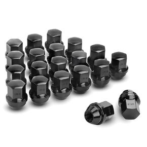 Dynofit 611-204 9/16-18 OEM Wheel Lug Nuts Fits Do-dge RAM Dakota Durango Cherysler Mitsubishi, 20pc Black One Piece Design Nuts Hex 7/8'' Height 1.5'' Conical Seat