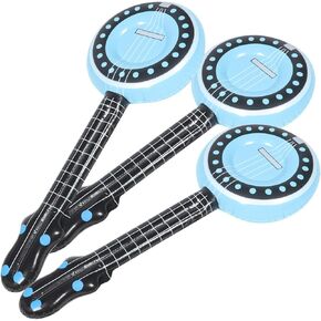 Inflatable Rock Star , 80s 90s Party Decorations Inflatable Banjo Musical Instrument Props Blow up Banjo for Rock and Roll Party Kids Party Supplies 3Pcs
