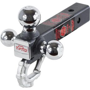 TOPTOW 64012 Trailer Tri Ball Hitch Mount with Beast Hook Chrome Fits for 2 inch Receiver Towing Box