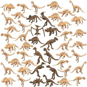 PPXMEEUDC 48 PCS Dinosaur Fossil Skeletons Assorted Dinosaur Skeleton Toy Figures Dino Bones Educational Gift for Science Play Dino Sand Dig Party Favor Decorations