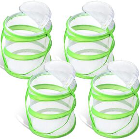 4 Pack Butterfly Habitat Cage Mesh Butterfly Cage Mini Butterfly Net Habitat Clear Butterfly Container, Terrarium Pop Up (5.51 x 7.09 Inch)