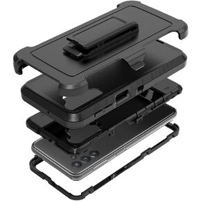 TENCO Compatible with Samsung Galaxy A32 5G Case,with Screen Protectors,Heavy Duty Rugged Shockproof Full Body Protection Kickstand Case Belt Clip Holster for 5G(Black), SM-A326B, SM-A326BDS