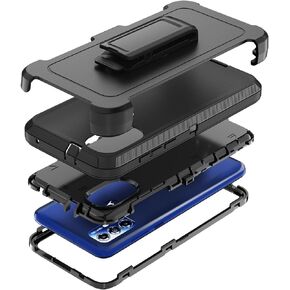 Rugged Phone Case for Moto G Play (2023) Case/Moto G Power (2022), with Belt Clip Holster & Kickstand Heavy Duty Shockproof Protective Full Body Case Cover for Moto G Play (2023) (Black)