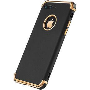 for iPhone 8 Plus Case, Ultra Slim Flexible iPhone 8 Plus Matte Case, Styles 3 in 1 Electroplated Shockproof Luxury Cover Case, Magnetic Phone Case for iPhone 8 Plus (Black)