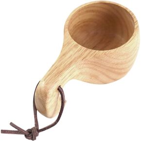 BESPORTBLE Kuksa Wooden Cup, Wood Camp Mug Handcrafted-Natural Hardwood Cup with Lanyard-Lightweight, Durable for Hiking Camping Outdoors Home 1Pc Size L