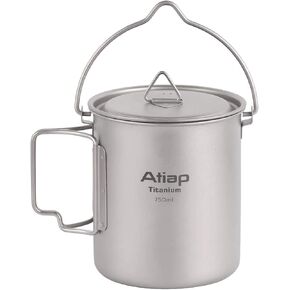 Titanium Pot 750ml Backpacking Pot Camping Coffee Pot Camp Mug Camping Pot with Lid Foldable Handle Portable Lightweight in Kuwait
