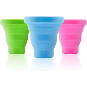 AKOAK Silicone Folding Travel Cup, portable Camping Gargle Cup, for Going Out,Travel and Camping （Set of 3,Candy-colored）