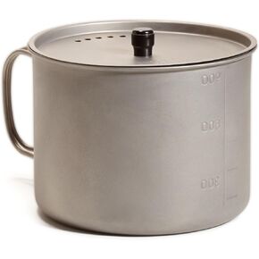 Vargo Titanium Ti-Lite 900 Mug | Large Titanium 900 ml capacity (30 oz) Pot for Cooking | Portable Titanium Cooking Pot for Outdoors | Cooking Mug with Strainer Lid T-417