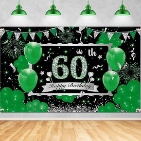 زينة عيد الميلاد الستين الخضراء للرجال والنساء، كبيرة باللون الأخضر والفضي سعيد 60 عيد ميلاد خلفية لوازم لافتة عيد ميلاد عمرها 60 عامًا للديكورات الداخلية الخارجية 73 × 44 بوصة in Kuwait