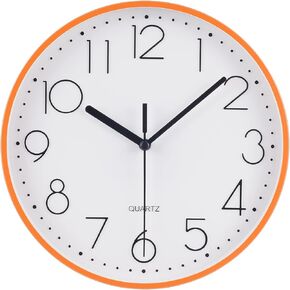 Topkey 9" Silent Round Wall Clock Arabic Numerals Easy Read Clock for Living Room, Bedroom,School and Nursery (Battery Not Included) Green