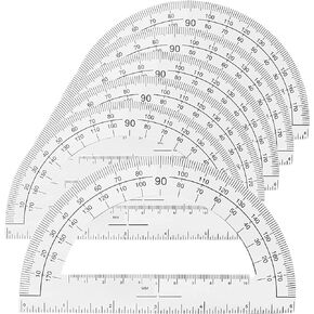 1InTheOffice Plastic Protractor 6 Inch, Protractor for Geometry, Clear Protractor, 180 Degrees, 6 Pack