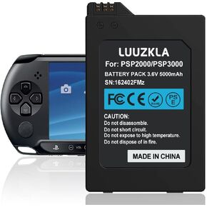 Luuzkla 5000mAh PSP 2000/3000 Battery, (2024 New Upgrade) Replacement for PSP 2000/3000 PSP-S110 Console -0 Cycle-24 Months Service
