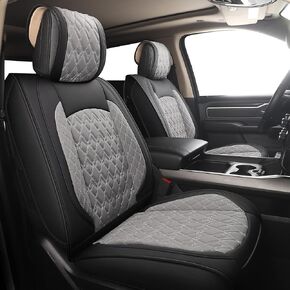JOJOBAY Car Seat Covers for Dodge Ram 2 Pcs Front,Fit Ram 2009-2024 1500/2500/3500 Pick-up Truck,Crew,Regular,Quad,Mega Cab,Waterproof Leather Automotive Seat Covers 2 PCS Front,Black