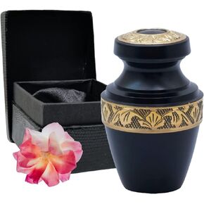 Home Elm Cremation Urns for Human Ashes - Decorative Urns - Grecian Keepsake Urn Small Urns for Human Ashes- Handcrafted Funeral Urns for Male & Female for Ashes with Velvet Bag, Black