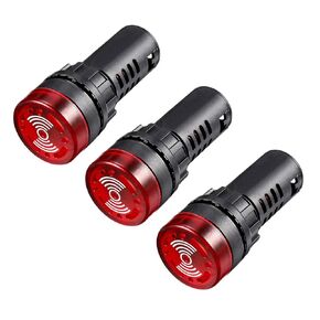 uxcell 3Pcs Green Indicator Light with Buzzer AC/DC 12V, 22mm Panel Mount Flashing Alarm, for Electrical Control Panel, HVAC, DIY Projects