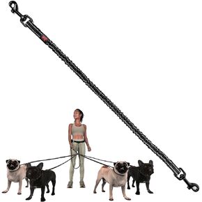 Tuff Pupper Heavy Duty Hands Free Dog Leash | Two Small/Medium Dogs Up to 90 lbs | Comfortable Shock Absorbing Bungee | Reflective Padded Handles | Lumbar Waist Belt 22-45" | Jogging Running Leash