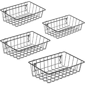 4 Pack Pegboard Baskets, 4 Different Sizes, Square Hanging Wall Mount Basket, Metal Wire Pegboard Wall Organizer Bins Set for Organizing Various Tools, Pegboard Accessories, Pegboard Hooks in Kuwait