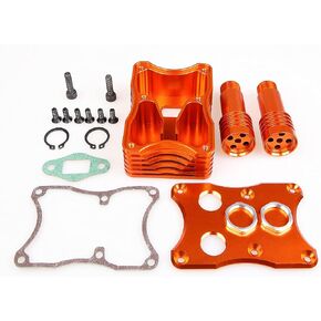 GTBRacing Metal Integrated Exhaust Box for 1/5 RC Car HPI Baja KM Rovan 5B SS 5T 5SC Upgrade Part (Silver)