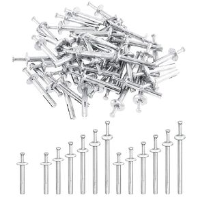 Tanstic 50Pcs M6 x 60mm Hammer Drive Pin Anchors Kit, 1/4 Inch Diameter Mushroom Head Hammer Drive Nail in Anchors, Mushroom Nail Drive Anchors Expansion Nails for Concrete Drywall