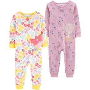 Carter's Baby Girls' 2-Pack Cotton Footless Pajamas