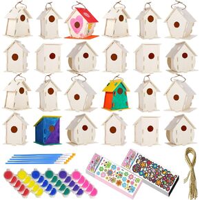 ILHSTY 6 Pack Large DIY Bird Houses Kits for Kids, Kids Crafts Wood Houses for Crafts Class Parties, DIY Crafts and Art Birdhouse Kits for Children to Build & Paint (6)