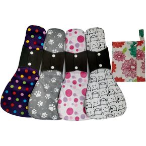 JUTESK 5pcs Set 1pcs Mini Wet Bag + 4 Pieces 16 Inch Ultra-deep Sleep Overnight Charcoal Bamboo Mama Cloth/Menstrual Pads/Reusable Sanitary Pads (Corn Field)