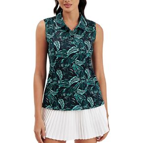 Moydan Womens Golf Polo Shirts Sleeveless Tennis Button Down Moisture Wicking Workout Tops