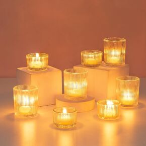 Hewory Glass Tealight Candle Holder: 24 Pcs Tea Lights Candle Holder Green Votive Candle Holders for Table Centerpiece, Tea Light Holders Glass Candle Holder for Wedding Party Living Room Home Decor