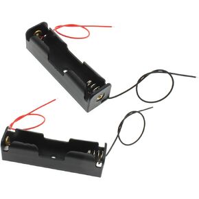 LBTODH 2PCS 18650 Battery Holder with Lead Wire Bundle 18650 Battery Holder 3.7V DIY Battery Storage Boxes Black Plastic Battery Case Kit